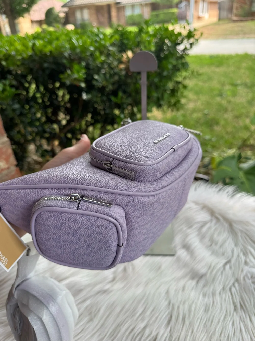 Michael Kors Lavender Saffiano Crescent Shoulder Bag